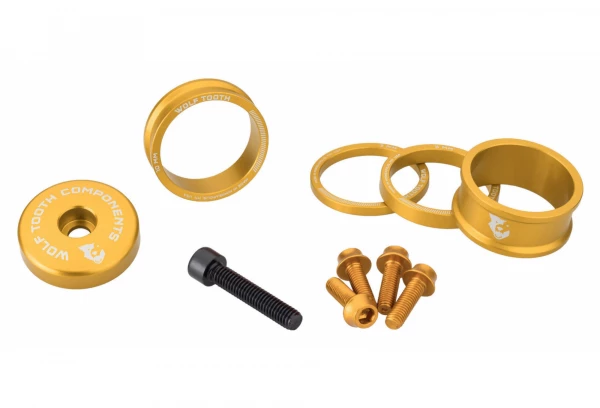 Kit De Personnalisation Wolf Tooth Anodized Color Kit (Entretoises De Direction, Capot De Direction, Vis De Porte-Bidon) Or 1 Kit De Personnalisation Wolf Tooth Anodized Color Kit (Entretoises De Direction, Capot De Direction, Vis De Porte-Bidon) Or
