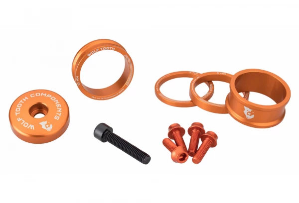 Kit De Personnalisation Wolf Tooth Anodized Color Kit (Entretoises De Direction, Capot De Direction, Vis De Porte-Bidon) Orange 1 Kit De Personnalisation Wolf Tooth Anodized Color Kit (Entretoises De Direction, Capot De Direction, Vis De Porte-Bidon) Orange